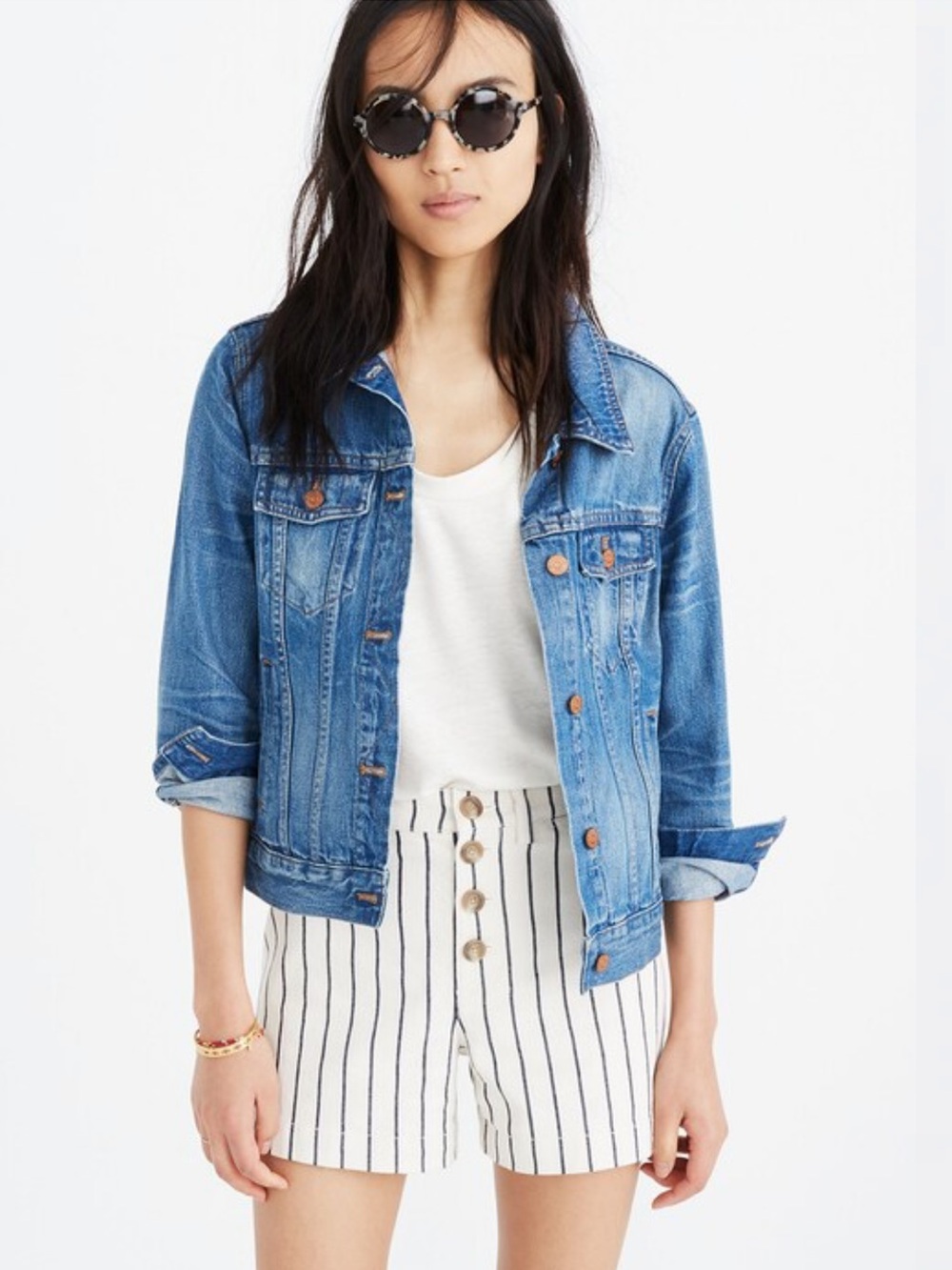 Madewell Emmett Striped Button Shorts Size 25